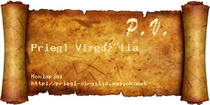 Priegl Virgília névjegykártya
